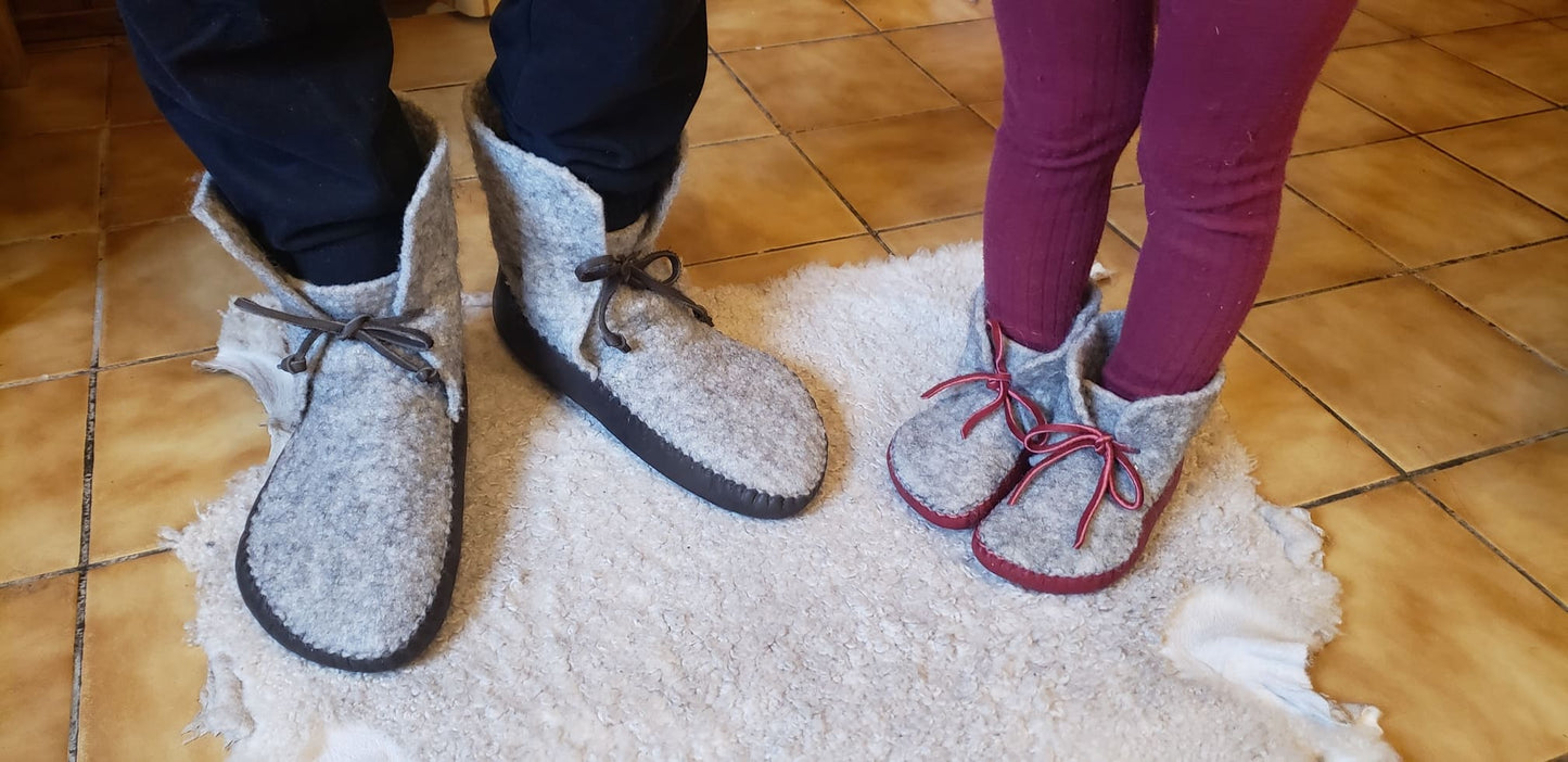 Winter Boots in Leather & Felt for Children