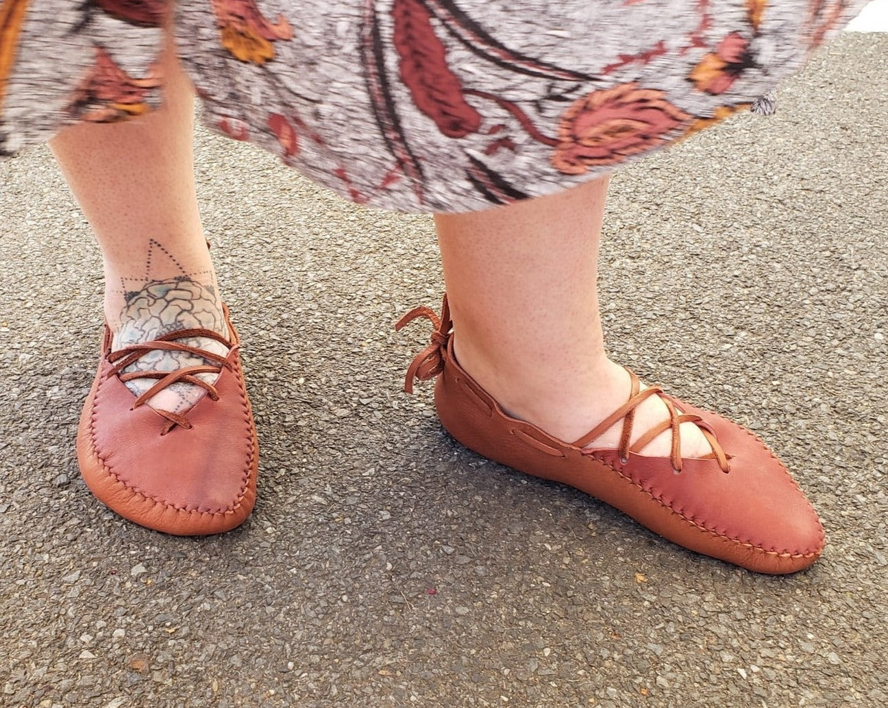 "Summer" Moccasins with Laces / Custom-Made Barefoot-Shoes Earthingmoccasins