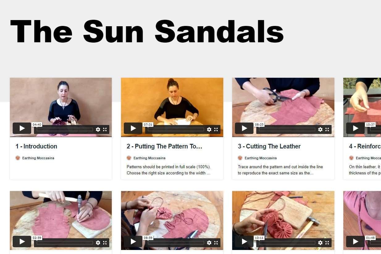''Sun Sandals'' Video + PDF Tutorial with Printable Patterns Earthingmoccasins