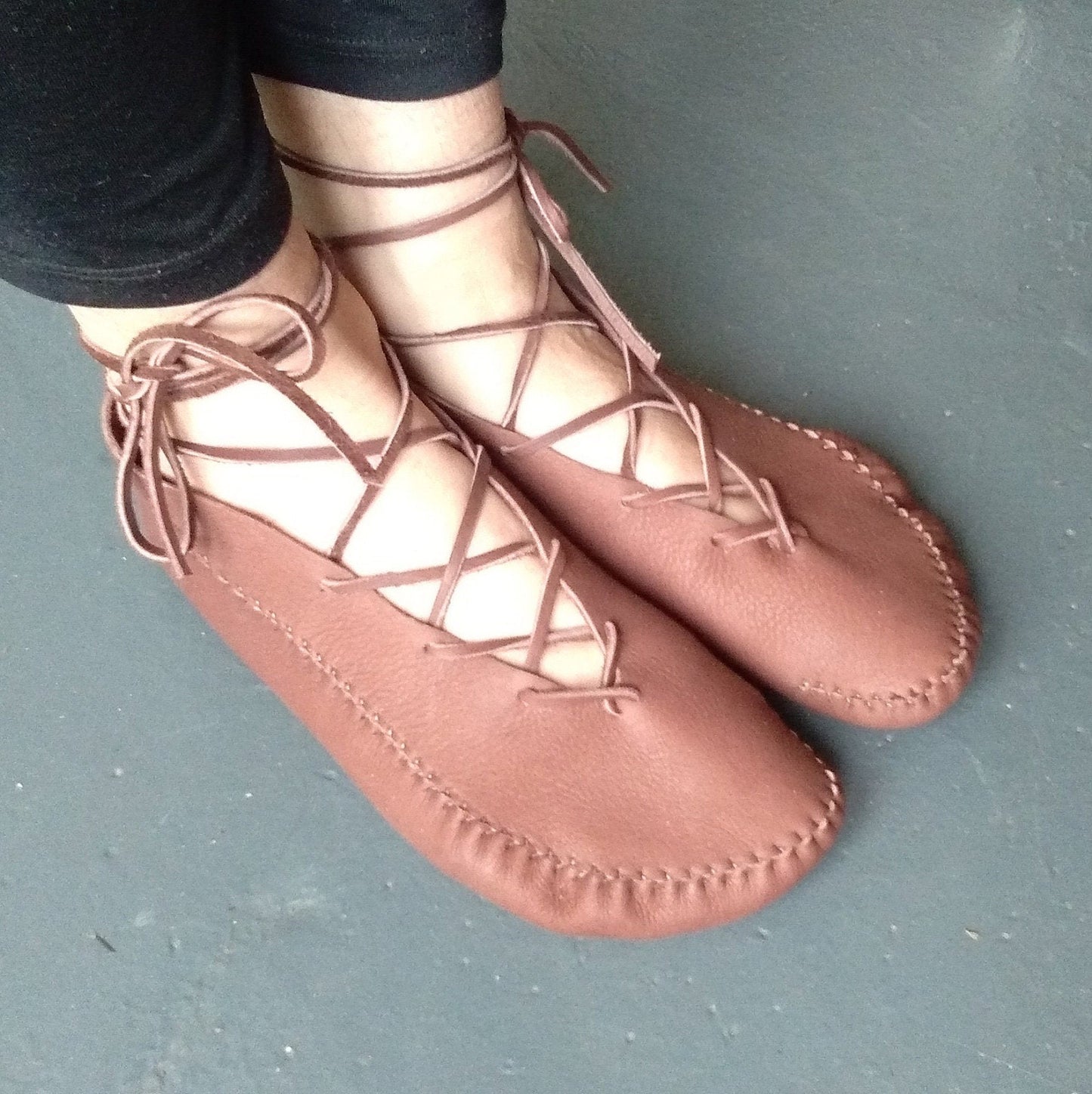 "Summer" Moccasins with Laces / Custom-Made Barefoot-Shoes Earthingmoccasins