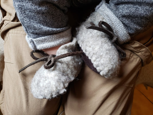 Baby Winter Moccasins in Leather & Felt