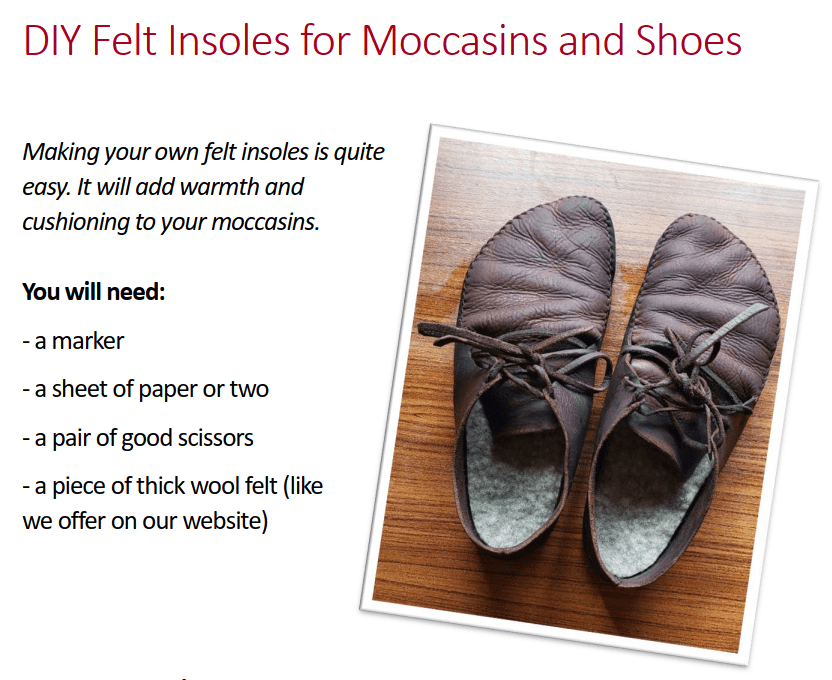 DIY Felt Insoles Tutorial for Moccasins and Shoes