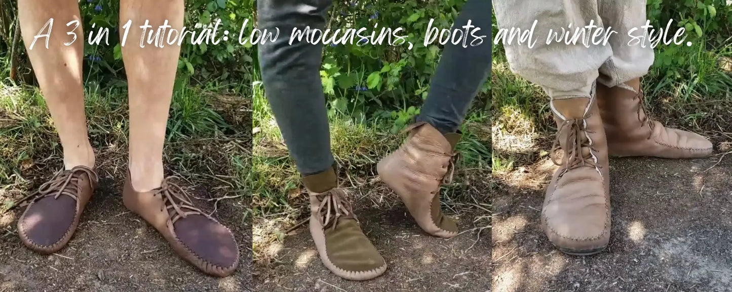 "The Runners" and "Laced-Up Boots" Video + PDF Tutorial with Printable Patterns Earthingmoccasins