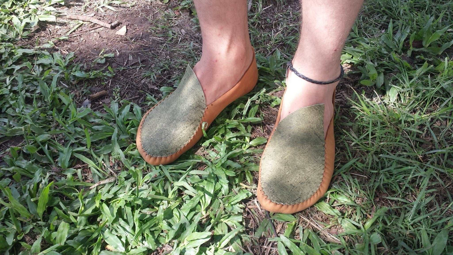Felt & Leather Barefoot-Shoes / Custom-Made Size 37-39 EU / 6-8 US Earthingmoccasins