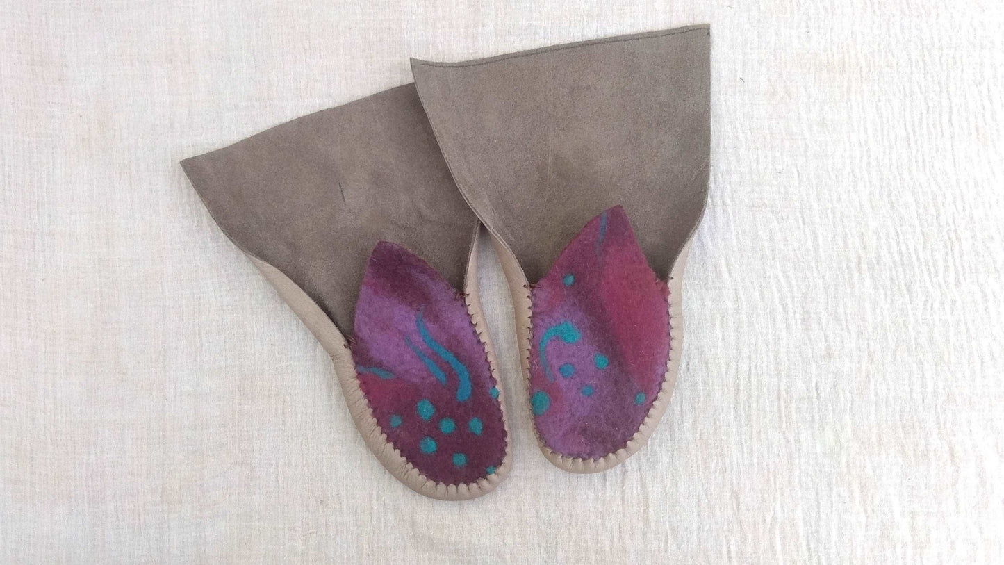 Felt & Leather Barefoot-Shoes / Custom-Made Size 37-39 EU / 6-8 US Earthingmoccasins