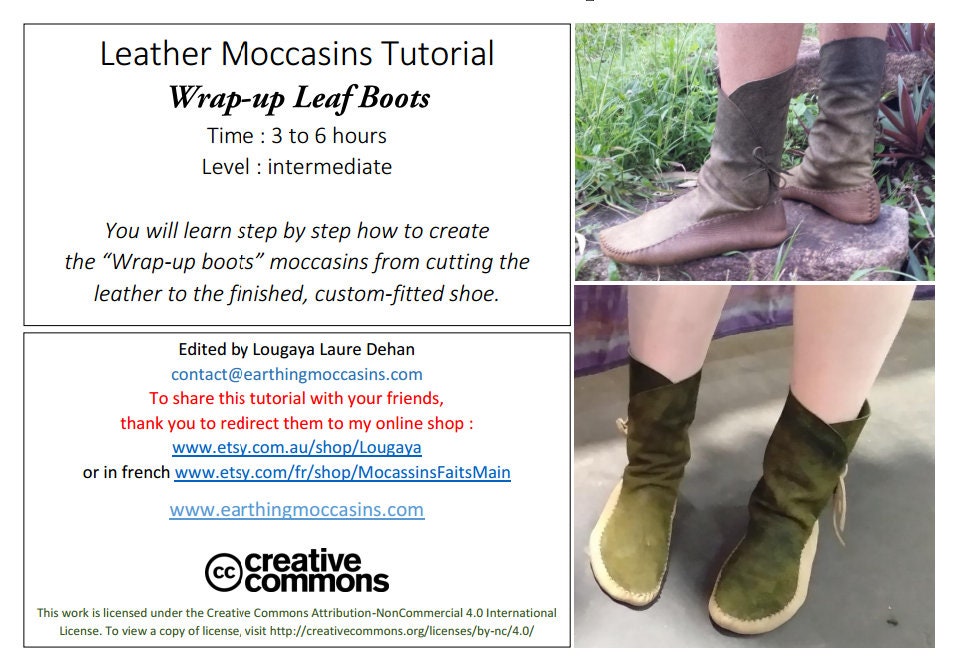 "Wrap-up Boots" VIDEO + PDF Tutorials with Printable Patterns Earthingmoccasins